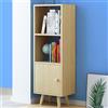 BAKAJI Mobile Libreria 2 Ripiani + Anta Mobiletto Legno Design Moderno 132x30x33cm Oak