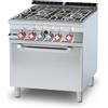 LOTUS Cucina ad acqua a gas - N. 4 Fuochi - Forno a gas statico GN 2/1 - Dimensioni cm 80 x 90 x 90 h