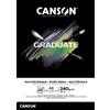 Canson Graduate Mix Media Blocco da disegno collato lato corto, A3, 20 fogli neri, sottile 240 g/m
