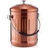 RED FACTOR Premium Compostiera da Cucina Inodore in Acciaio Inox - Filtri di Ricambio in Carbone Attivo Inclusi (5 Litri, Rame Satinato)
