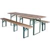 LulloStore Set Birreria Tavolo Giardino Legno Acciaio Pieghevole con 2 Panche cm 220X80X76h