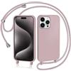 AOMYKE Cover per iPhone 15 Pro Max con Cordino, Custodia con Laccio Collana Tracolla Collo Liquido Silicone Antiurto TPU Antiurto AntiGraffio Case - Rosa