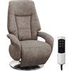 CAVADORE - Poltrona TV Edinburgh con funzione relax regolabile elettricamente, 2 motori elettrici, 74 x 114 x 77, effetto pelle, marrone chiaro