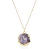 COAI Collana da Donna Placcata Oro con Ciondolo di Amatista Grezza, Collana Ametista Naturale da Donna
