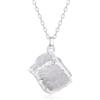 COAI Collana da Donna con Ciondolo di Cristallo di Rocca Grezzo, Collana Quarzo Ialino Naturale da Donna