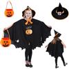 ZZRSYJ Costumi di Halloween Strega Zucca Mantello con Cappello e Zucca Candy Bag Costume di Halloween per Bambini Halloween Pipistrello Mantello Halloween Zucca Mantello per Bambini Halloween Festa