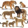TOYMANY Set di 8 Statuette Safari: Animali Domestici, Leoni, Tigre, Ghepardi e Giaguari - Giocattoli Realistici in Plastica per Zoo, Giungla e Foresta - per Bambini