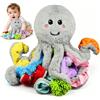 Omuyasi Giochi per Neonati 0-3 Mesi e Montessori 1-3 Anni, Polpo Peluche 8 Tentacoli, Regalo per Bambini con Autismo