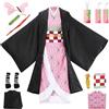 YYDSXK Cosplay Nezuko Tanjirou, Costume Nezuko Tanjirou Kochou Shinobu Mitsuri, Set di Kimono Mantello, Regalo per Bambini, Costume Nezuko Tanjiro per Carnevale Halloween Natale