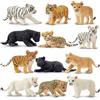 TOYMANY Set di 12 statuette di animali della foresta, leone, tigre, leopardi, giocattolo, piccola giungla, animali di plastica, mini zoo, uova di Pasqua, topper di Natale, regalo di compleanno