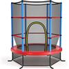 KOMFOTTEU Trampolino per Bambini 3-6 Anni, Tappeto Elastico Bambini con Rete di Sicurezza e Chiusura a Cerniera, Saltarello da Esterno in Acciaio Zincato, Portato 135 kg, 165x165x161 cm (Blu)