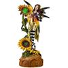 DRW Figura Fata NINFA Rosa con luce su Girasoli in Resina Dipinta a Mano 8x10x23 cm