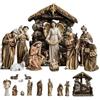 DRW Mistero Nascita 11 Pezzi Classico 38 cm Alto e Portale con Re, Angel, Pastore e Animali in Resina Dipinto a Mano 38 cm Altezza