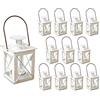 Kate Aspen Lanterne decorative - Set di 12 lanterne luminose in metallo invecchiato per matrimoni, decorazioni per la casa e feste - 11,4 cm di altezza (16,5 cm di altezza con manico) - bianco