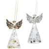DRW Set di 2 angioletti in vetro dorato e argento 9,5 cm