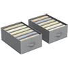 SONGMICS Set di 2 Organizzatori per Armadio a 6 Scomparti, Scatole per Biancheria Pieghevoli, Contenitori per Guardaroba, 42 x 30 x 17 cm, per Pantaloni, Vestiti, Grigio Tortora RUS009G02