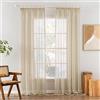 MIULEE Tende Trasparente Tenda per Interni Voile Trasparenti Camera da Letto Adatte Con Anelli Soggiorno Moderne Eleganti 2 Pezzi Cachi Chiaro 140 x 260 CM
