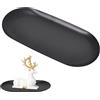 DecorDwell Vassoio ovale 18 x 8,5 cm, nero, acciaio inossidabile, piccolo vassoio decorativo durevole, vassoio da portata per dessert cosmetici, gioielli candele