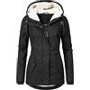 Yesgirl Cappotto Donna Giacca con Cappuccio Invernale Parka Lungo Termica Pile Cappotto con Fodera in Pile Trench Giubbotto Giubbino A Nero XXL