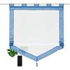 SIMPVALE, Tenda a pacchetto per cucina, bagno, balcone, tenda da finestra in voile trasparente con decorazione con nappe, colore blu, 45 x 140 cm