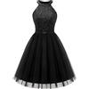 Dressystar Abito corto da donna, senza maniche, con paillette, in tulle, B-blu navy, XL