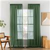 MIULEE Tende Trasparente Tenda per Interni Voile Trasparenti Camera da Letto Adatte con Anelli Soggiorno Moderne Eleganti 2 Pezzi Verde Scuro 140 x 245 CM