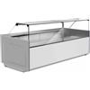 D.L. SERVICE Banco neutro - Frontale basso - Vetro dritto - cm 383 x 89.8 x119.1 h Frontale colore TELE MAGENTA - RAL 4010