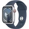 Apple Smartwatch Apple Watch Series 9 GPS + Cellular 41mm Cassa in alluminio argento con cinturino sportivo S/M Blu tempesta [MRHV3QL/A]