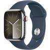 Apple Smartwatch Apple Watch Series 9 GPS + Cellular 41mm Cassa in acciaio argento con cinturino sportivo S/M Blu tempesta [MRJ23QL/A]