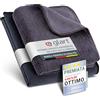Glart 4432K Set di 2 panni in microfibra per vetri auto, Fishskin 60x40 cm e panno asciugatura 32x32 cm, set lavaggio adatto anche per pulizia finestre