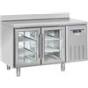 COOL HEAD Tavolo refrigerato - N. 2 porte vetro - Alzatina - cm 135 x 72.5 x 95 h