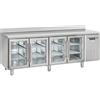 COOL HEAD Tavolo refrigerato - N. 4 porte vetro - Alzatina - cm 225 x 72.5 x 95 h