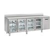 COOL HEAD Tavolo refrigerato - N. 4 porte vetro - Alzatina - cm 225 x 62.5 x 95 h