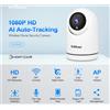 SriHome SH042 SriHome: telecamera wifi auto tracking, wireless, infrarossi, 2.0 MP, HD, IR Cut, P2P, supporto SD e audio.