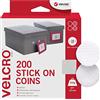 VELCRO Brand Dischetti a strappo autoadesivi, Bianco 19mm, set da 200 | Dischetti a strappo con retro adesivo, ideali per casa, scuola e ufficio