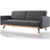 BAKAJI Divano Letto 3 Posti Scandinavo Design Moderno Clik Clak Convertibile Grigio
