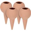 Relaxdays Set Irrigazione a Goccia, 4 Coni con Sfere, Piante in Vaso e Fioriere, per Bottiglie da 1,5 l, Terracotta, Ceramica, 18 x 9 cm