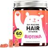 Bears with Benefits Caramelle Gommose Biotina Capelli - 5000 μg di Biotina - Altamente Dosata - Integratore Capelli Crescita - Vitamine - Zinco - Con Vitamina C - 60 Gummies - 2 Mesi - Bears with Benefits