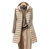 CCOOfhhc Gilet invernale da donna con cappuccio, giacca invernale lunga, trapuntata, per autunno, elegante, senza maniche, per le mezze stagioni, taglie grandi, trapuntato, con cappuccio, beige., L