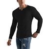 Muscle Cmdr Manica Lunga da Uomo Scollo a V Magliette Intime Slim Fit Stretch Casuale T-Shirt Uomo （Nero S）