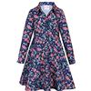 BONNY BILLY Vestito Bambina Invernale Casual Camicia Floreale Manica Lunga con Bottoni 7-8 Anni Blu