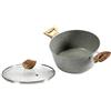 utilissimi Casseruola Antiaderente, Casseruola Carmelita in Pietra, con Coperchio in Vetro, a induzione, di Alta qualità Professionale, Diametro 22 cm