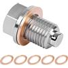 JNNJ Tappo Di Scarico Dell'olio Magnetico, Dado Di Scarico Della Coppa Magnetica, Tappo Scarico Olio Motore, Con Rondella Di Schiacciamento in Rame, Automotive Raccordi in Acciaio Inox(M12x1.25)
