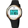 aswan watch Orologio digitale da donna con sveglia, display notturno, luce LED, cronometro, calendario, indicatore orario 12/24 ore, orologio sportivo leggero da donna con cinturino in silicone