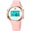 aswan watch Orologio digitale da donna con sveglia, display notturno, luce LED, cronometro, calendario, indicatore orario 12/24 ore, orologio sportivo leggero da donna con cinturino in silicone