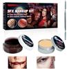 Horuili® Set Trucco per Halloween, Cera per Cicatrici+Sangue Finto per la Pelle+Doppio Raschietto, Trucchi Halloween Make up Kit, Kit Delle Ferite Finte Vampire Makeup