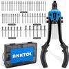 AKKTOL Set di pinze per rivetti con 210 rivetti, pinza per rivetti ciechi da 6,4 mm a 2,4 mm, pinza per rivetti a mano, adatta per acciaio inossidabile, acciaio e alluminio