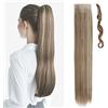 TESS Ponytail Extension Balayage, 60 cm, colore marrone chiaro con biondo cenere e treccia liscia per coda di cavallo, lunghezza 90 g