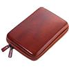 TROIKA Custodia organizer con chiusura lampo Brown Travel Case-3 scomparti interni - 6 passanti elastici - divisorio interno - finta pelle velluto - marrone nero, marrone, 220 x 170 x 50 mm, Moderno