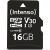 Intenso Professional Scheda di Memoria microSDHC da 16 GB Class 10, UHS-I U3, V30, fino a 100 MB/sec (con Adattatore SD), Nero